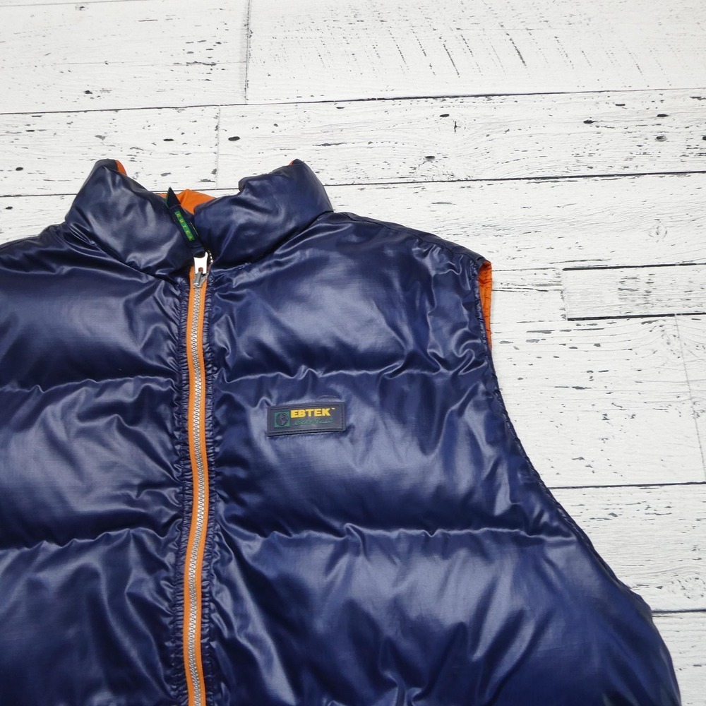 Eddie Bauer EBTEK Vest Mens 2XLT Blue Orange Down Puffer Reversible Ski Outdoor - Picture 2 of 15